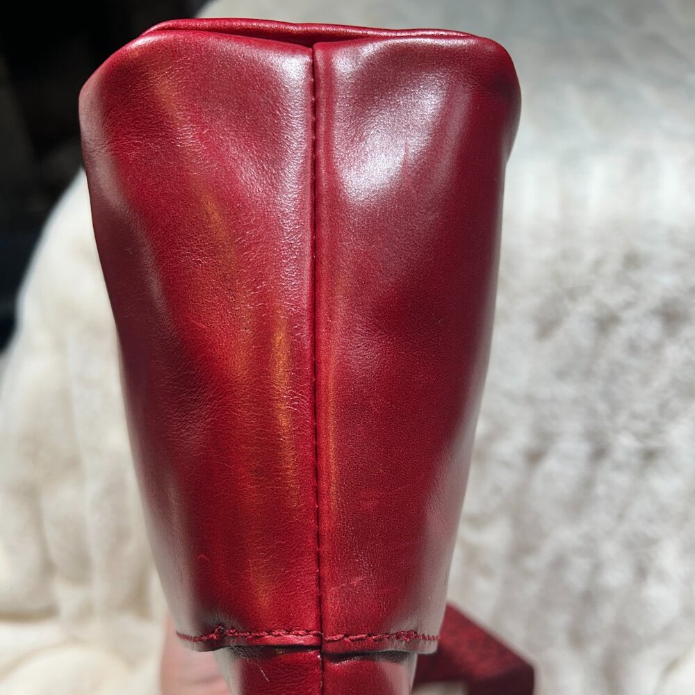 EUC Patricia Nash Valenza Red Leather Crossbody - Embossed Strap - Picture 6 of 12